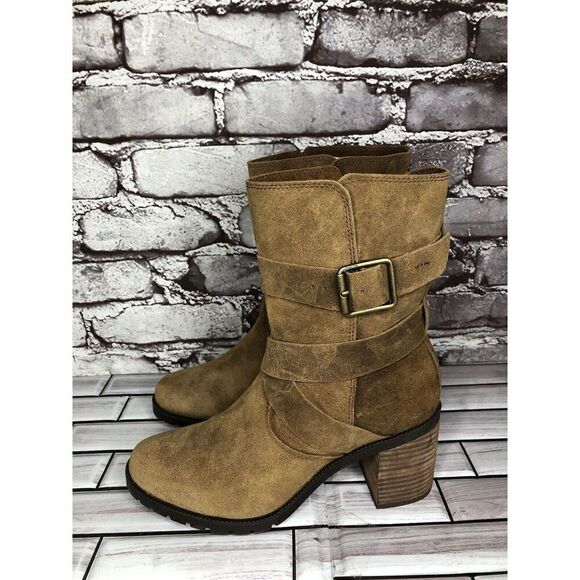 Clarks Brown Nubuck Leather Suede Stacked Heel Ankle Strap Boots Women Sz 6M US - Picture 14 of 16